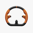 D型 オレンジ レザー ステアリング Closed D Orange Leather Rim - dele.io Asetek Closed D Orange Leather Ratt