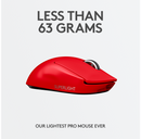 Logitech G PRO X Superlight Wireless Gaming Mouse, Red - DELENordic.com Logitech G PRO X Superlight Wireless Gaming Mouse, Red